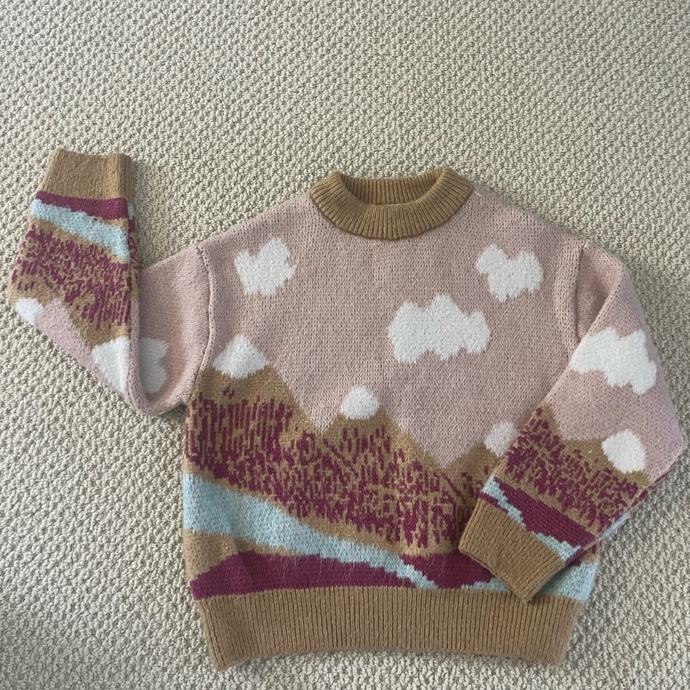 Zara Kids Pink and Brown Patterned Sweater